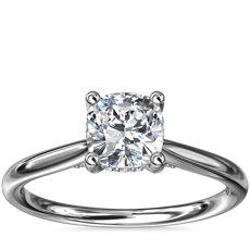 Petite Hidden Halo Solitaire Plus Diamond Engagement Ring in Platinum